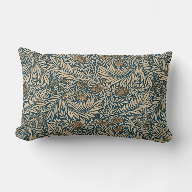 Cojín Lumbar Patrón de William Morris Larkspur (Anverso)