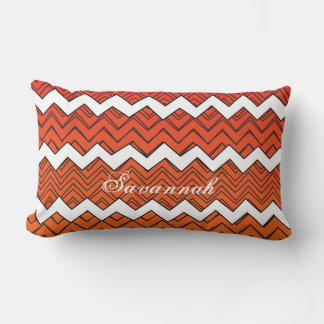 Cojín Lumbar Patrón de zigzag rojo y amarillo Naranja personali