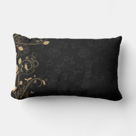 Cojín Lumbar Patrón decorativo negro y dorado