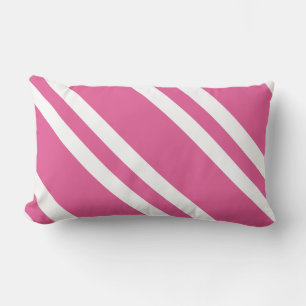 Cojín Lumbar Patrón diagonal de rayas blancas y rosadas de fucs