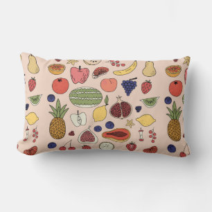 Cojín Lumbar Patrón dibujado a mano de fruta
