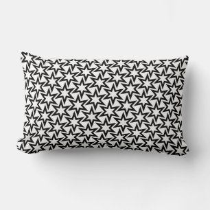 Cojín Lumbar Patrón elegante de estrella geométrica en blanco y