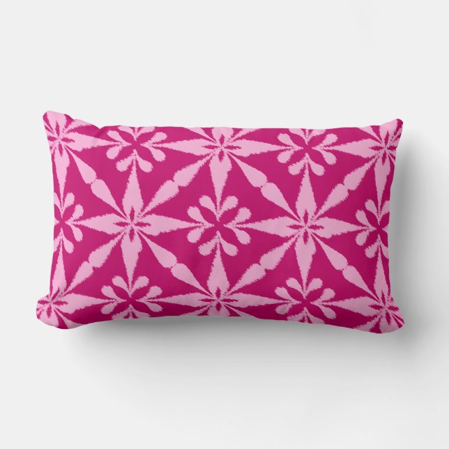 Cojín Lumbar Patrón Estrella Ikat - Rosa Fuchsia (Anverso)