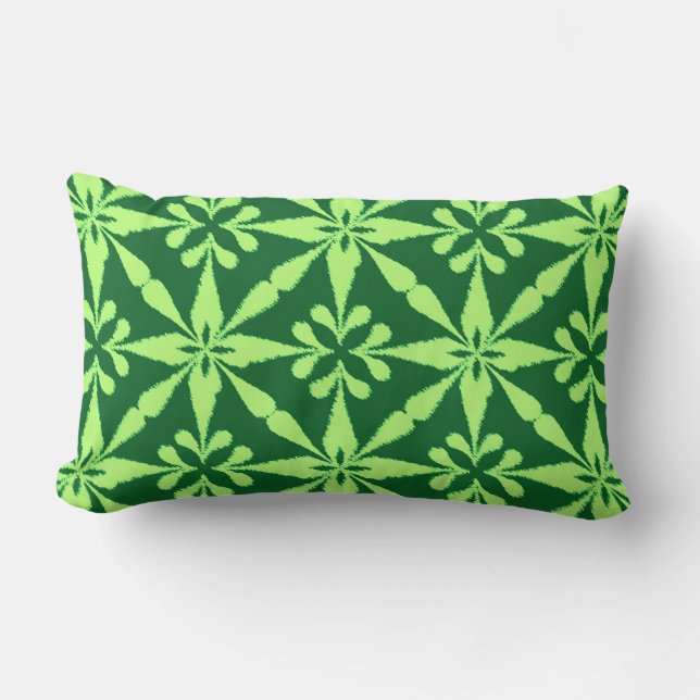 Cojín Lumbar Patrón Estrella Ikat - Verde oscuro (Anverso)