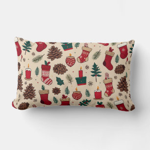 Cojín Lumbar Patrón festivo de Navidad con calcetines