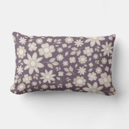Cojín Lumbar Patrón floral acuarela ciruela romántico apagado