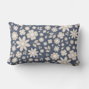 Cojín Lumbar Patrón floral acuarela navy romántico