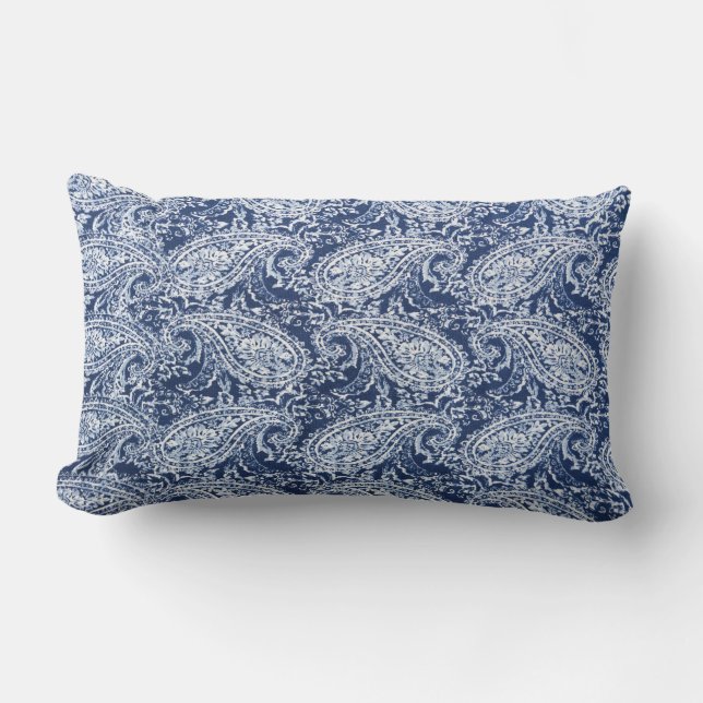 Cojín Lumbar Patrón floral azul (Anverso)