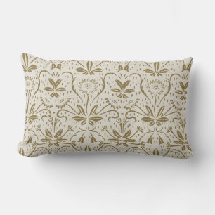 Cojín Lumbar Patrón floral beige clásico elegante