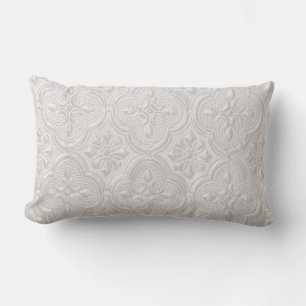 Cojín Lumbar Patrón floral blanco