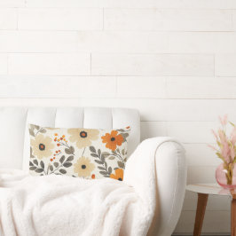 Cojín Lumbar Patrón floral boho en tonos cálidos de terracota