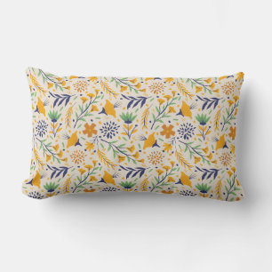 Cojín Lumbar Patrón floral colorido de mano-23595