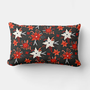 Cojín Lumbar Patrón floral con flores rojas blancas-11438