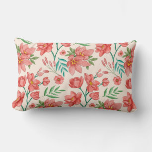 Cojín Lumbar Patrón Floral de Acuarela Pintado a Mano-54098