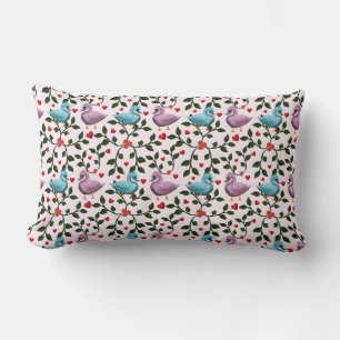 Cojín Lumbar Patrón floral de cisne caprichoso