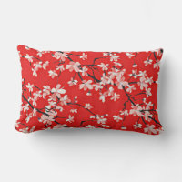 Patrón floral de flores de cerezo de estilo rojo