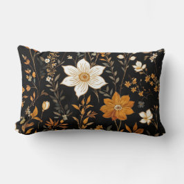 Cojín Lumbar Patrón floral de oro vintage de Boho de otoño negr
