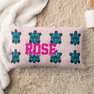 Cojín Lumbar Patrón Floral de Tortuga Tropical Personalizado Si