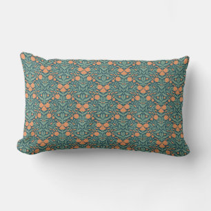 Cojín Lumbar Patrón floral de tulipán naranja estilo Art Nouvea