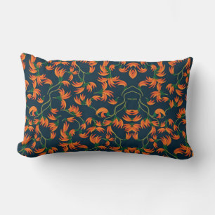Cojín Lumbar Patrón floral naranja fluido