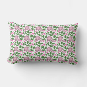 Cojín Lumbar Patrón Floral Oscuro Sin Costuras Flores Rosadas V