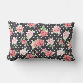 Cojín Lumbar Patrón floral Punto de Polka Blanco sobre fondo ne