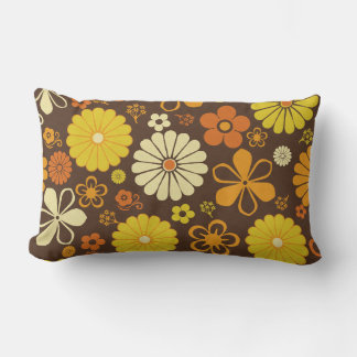 Cojín Lumbar Patrón floral retro 70 Naranja marrón amarillo