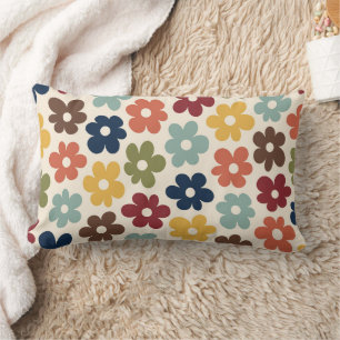 Cojín Lumbar Patrón floral retro colorido
