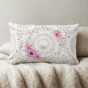 Cojín Lumbar Patrón floral rosa vintage elegante antiguo