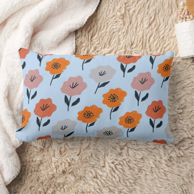 Cojín Lumbar Patrón floral vibrante (Manta)