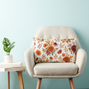 Cojín Lumbar Patrón floral vintage de otoño con girasoles