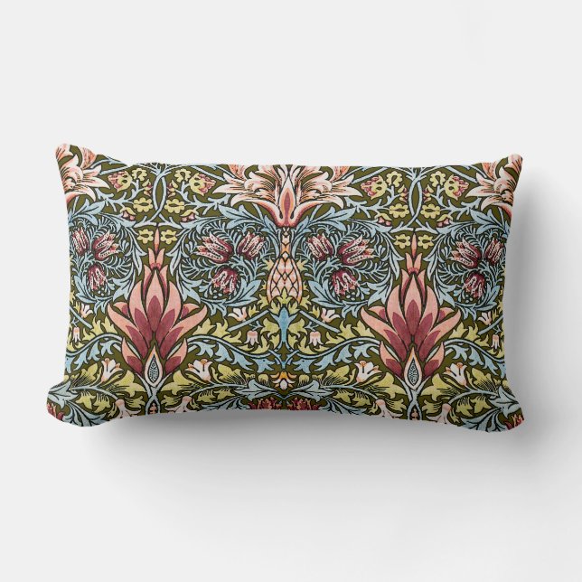 Cojín Lumbar Patrón floral William Morris Snakeshead (Anverso)