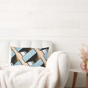 Cojín Lumbar Patrón geométrico beige y azul