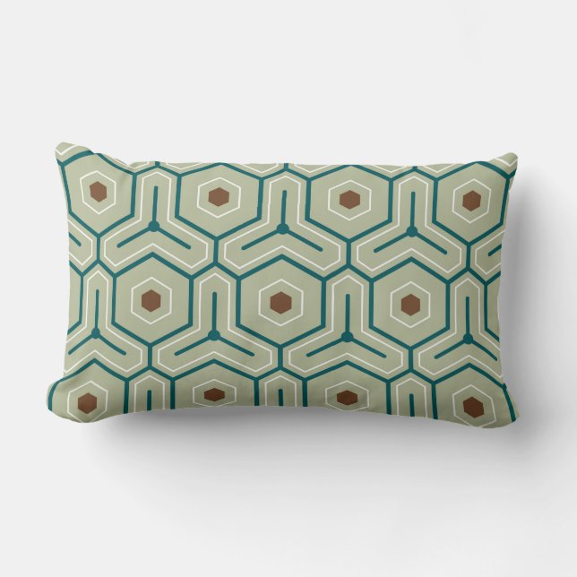Cojín Lumbar Patrón geométrico con hexágonos entrelazados (Anverso)