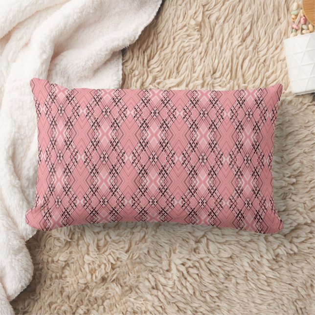 Cojín Lumbar Patrón geométrico coral rombos retro (Manta)
