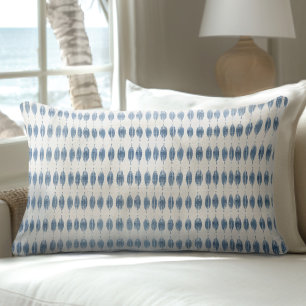 Cojín Lumbar Patrón geométrico costero azul y blanco