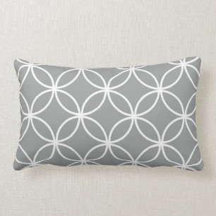 Cojín Lumbar Patrón geométrico de círculos gris y blanco modern