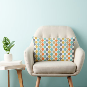 Cojín Lumbar Patrón geométrico de círculos retro moderno de med