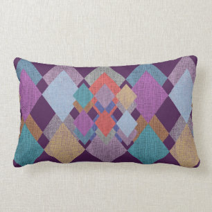 Cojín Lumbar Patrón geométrico Naranja azul púrpura Lilac am