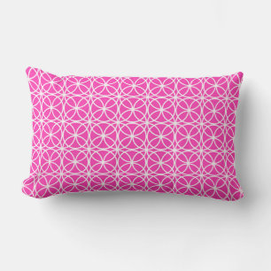 Cojín Lumbar Patrón geométrico neón blanco rosado moderno
