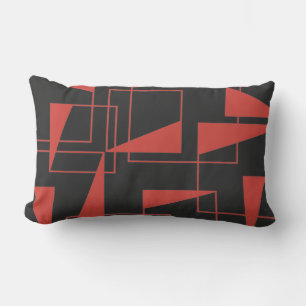 Cojín Lumbar Patrón geométrico rojo, moderno, dinámico y a la m