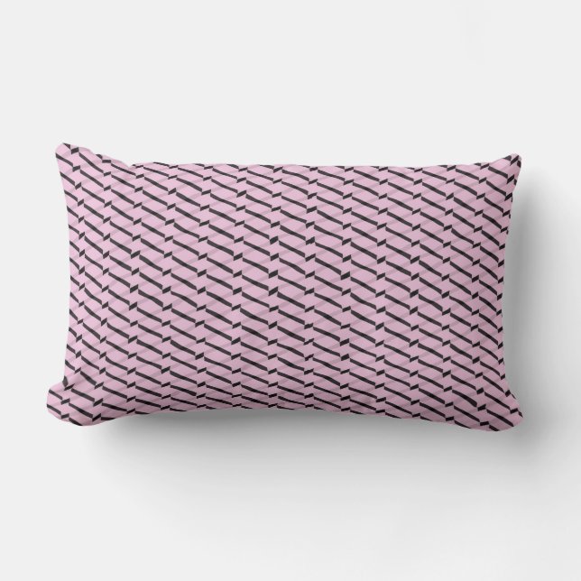 Cojín Lumbar Patrón geométrico rosa y negro (Anverso)