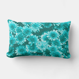 Cojín Lumbar Patrón gráfico moderno de Dahlia, Verde azulado y