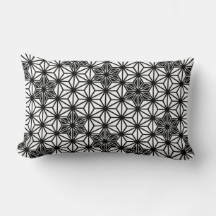 Cojín Lumbar Patrón japonés Asanoha - blanco y negro