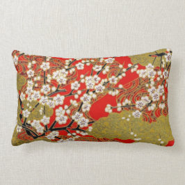 Cojín Lumbar Patrón japonés blanco Sakura fino vintage