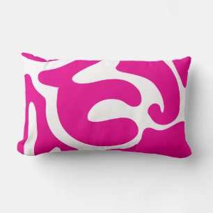 Cojín Lumbar Patrón libre moderno de color rosa y blanco