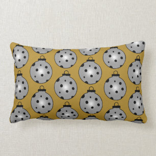 Cojín Lumbar Patrón moderno de adornos de Navidad Gris Black G