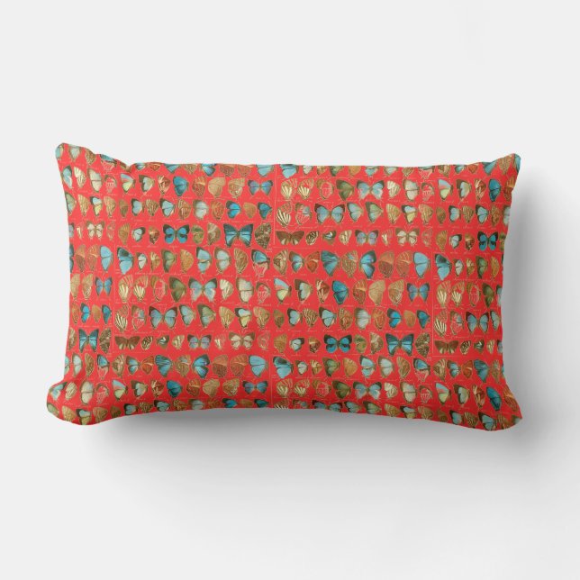 Cojín Lumbar Patrón moderno de mariposa variada (Anverso)
