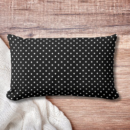 Cojín Lumbar Patrón moderno de puntos de polka negro