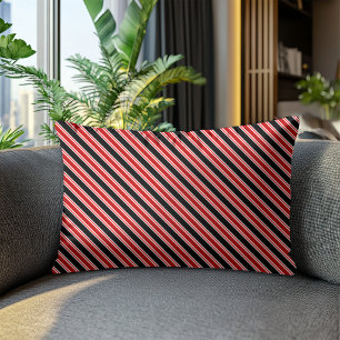Cojín Lumbar Patrón Moderno de Rayas Diagonales Rojo y Negro